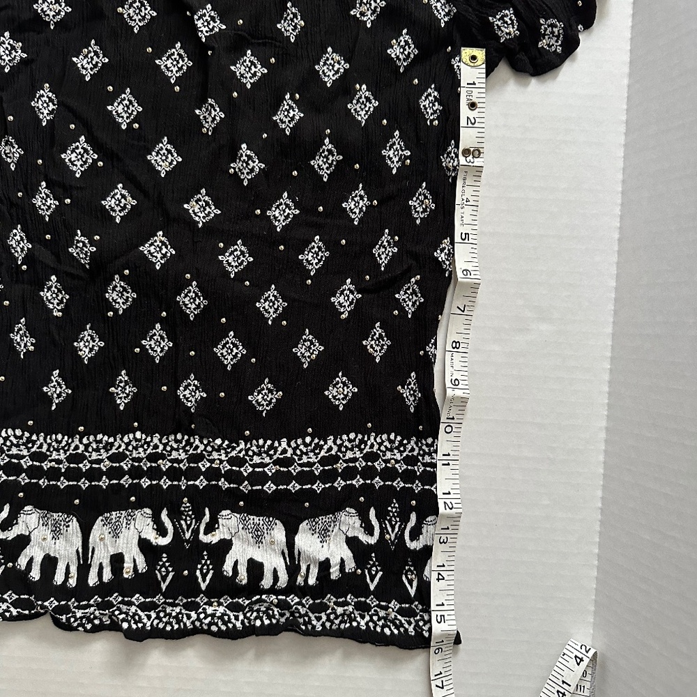 INC International Concepts black and white elephant blouse - Picture 5 of 6